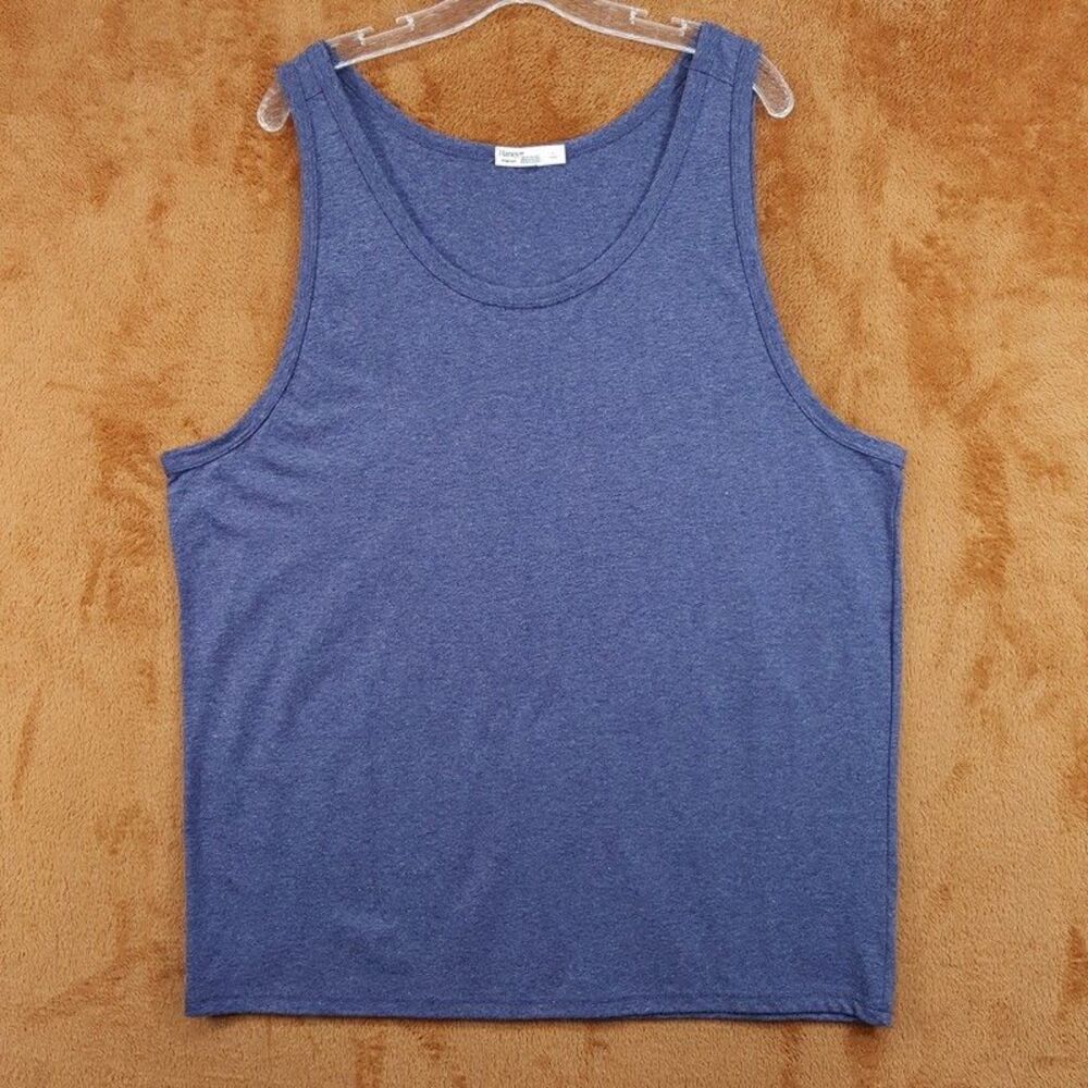 HANES Shirt Mens XL Solid Blue Pullover Sleeveless Tank Top